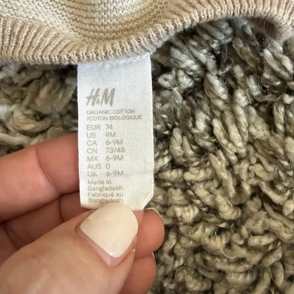 H&M Cotton Sweater Set Outfit 9 months 6-9 Oatmeal Beige Baby Boy Gender Neutral